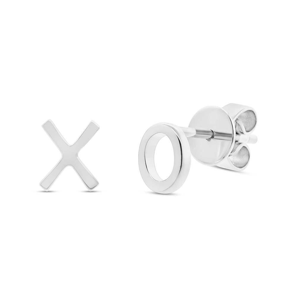 14k White Gold ''XO'' Stud Earring