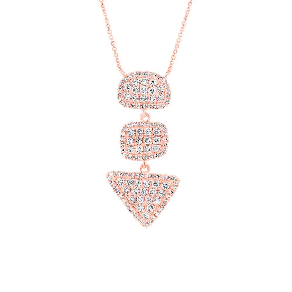 14k Unique Rose Gold Mix Shape Diamond Necklace - 0.66ct V0028