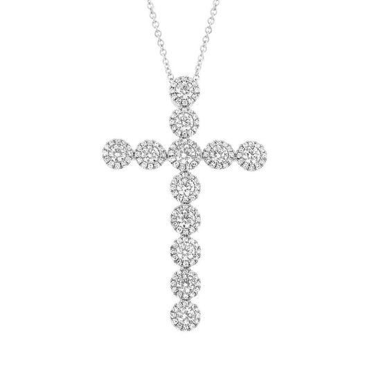 14k White Gold Diamond Cross Pendant - 1.36ct