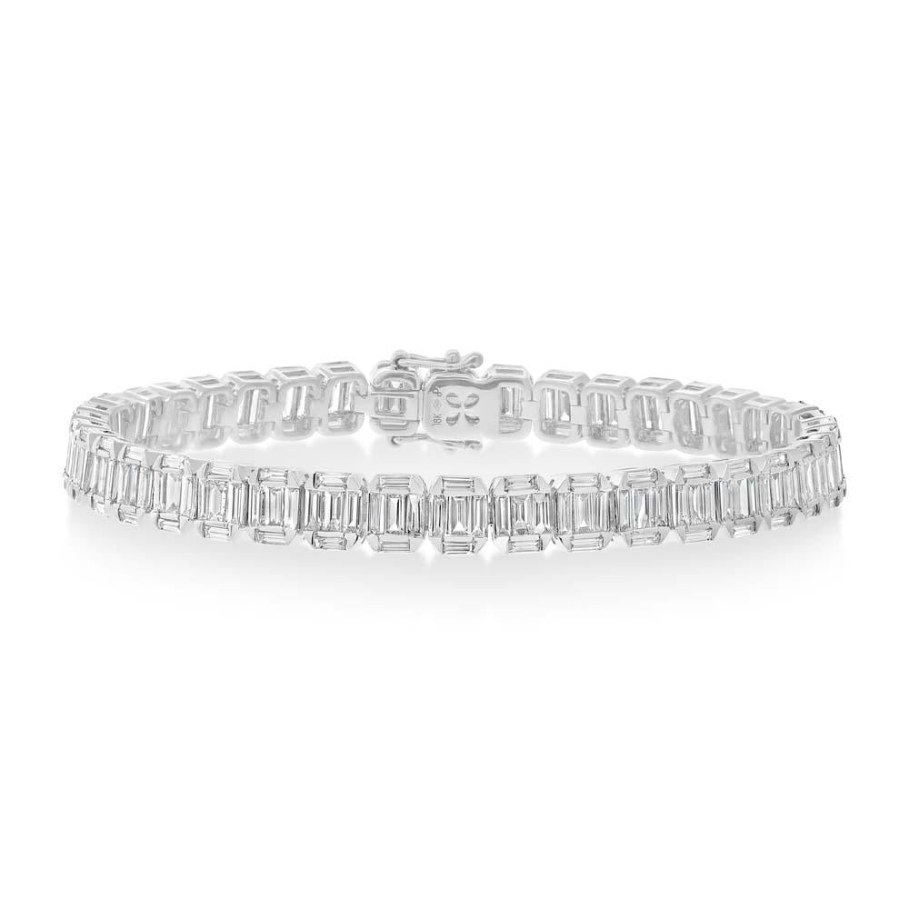 18k White Gold Diamond Baguette Bracelet - 5.29CT