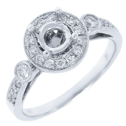 14k White Gold Diamond Semi-mount Ring - 0.37ct