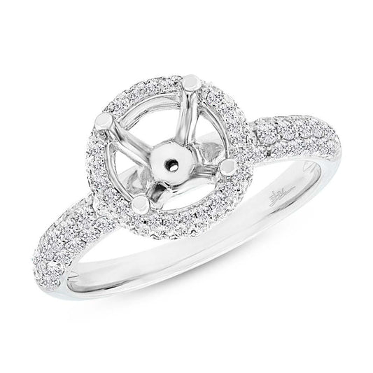 14k White Gold Diamond Semi-mount Ring - 0.74ct