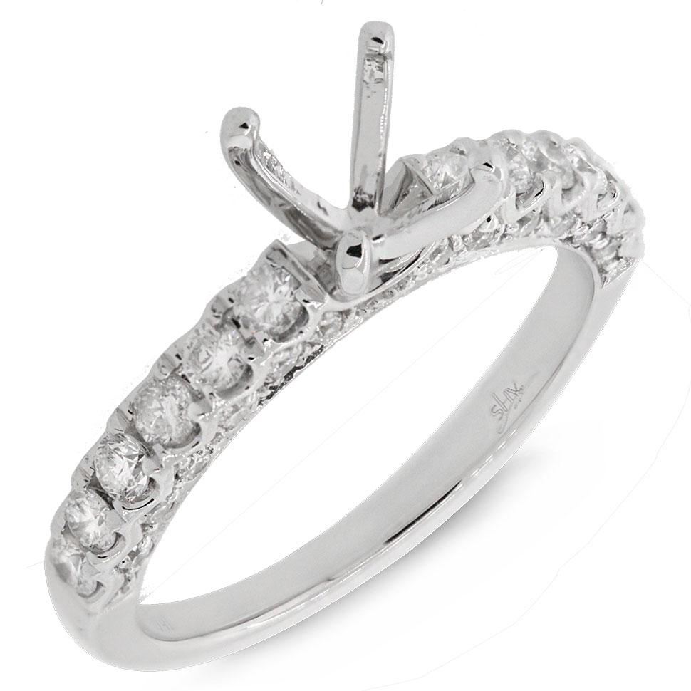 14k White Gold Diamond Semi-mount Ring - 0.65ct