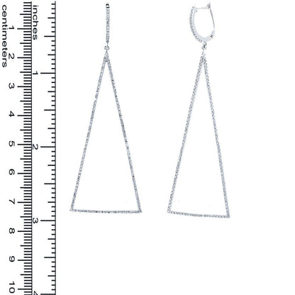 14k White Gold Diamond Triangle Earring - 0.88ct