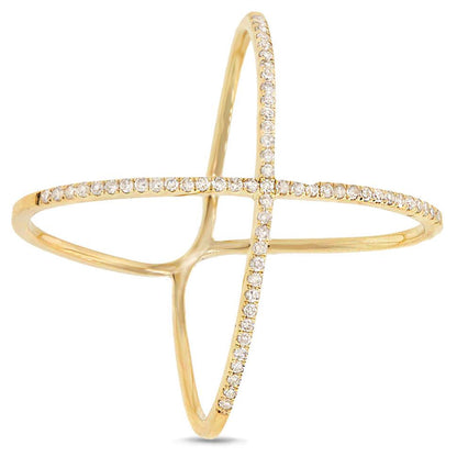 14k Yellow Gold Diamond Lady's ''X'' Ring Size 8 - 0.18ct