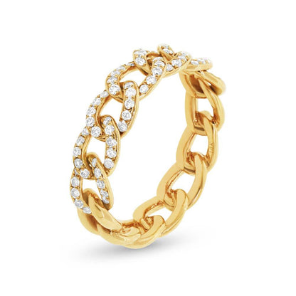 14k Yellow Gold Diamond Chain Ring - 0.41ct