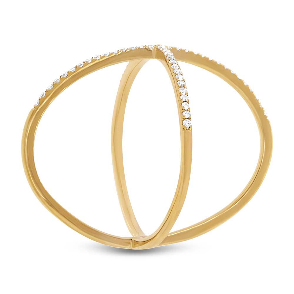14k Yellow Gold Diamond Lady's ''X'' Ring Size 8.75 - 0.18ct