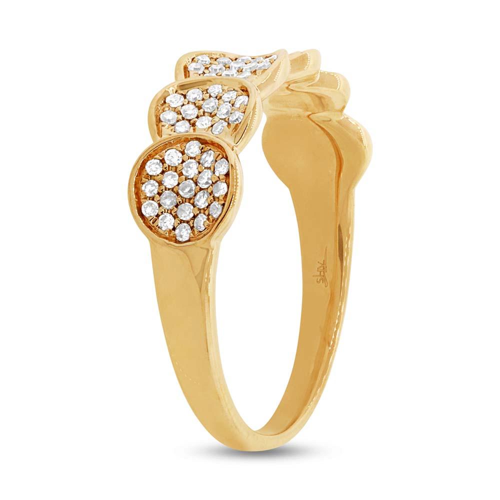 14k Yellow Gold Diamond Pave Lady's Ring - 0.28ct