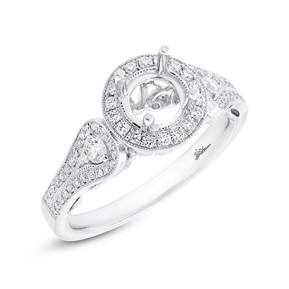 14k White Gold Diamond Semi-mount Ring for 0.75ct Center - 0.43ct