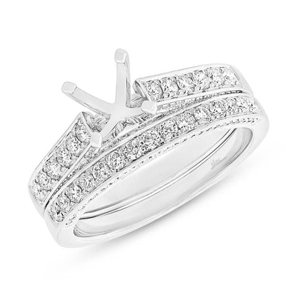 14k White Gold Diamond Semi-mount Ring 2-pc for 1.00Center - 0.80ct