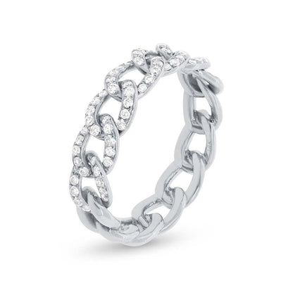 14k White Gold Diamond Chain Ring - 0.41ct