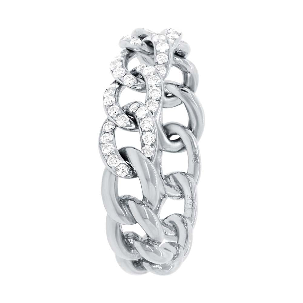 14k White Gold Diamond Chain Ring - 0.41ct