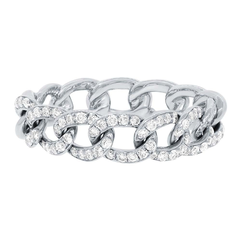 14k White Gold Diamond Chain Ring - 0.41ct