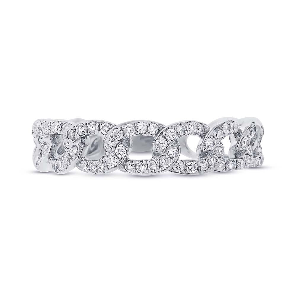 14k White Gold Diamond Chain Ring - 0.62ct