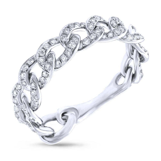 14k White Gold Diamond Chain Ring - 0.62ct