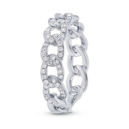 14k White Gold Diamond Chain Ring - 0.62ct