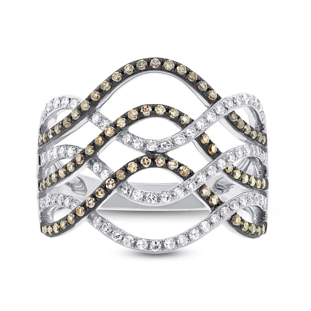 14k White Gold White & Champagne Diamond Lady's Ring - 0.59ct