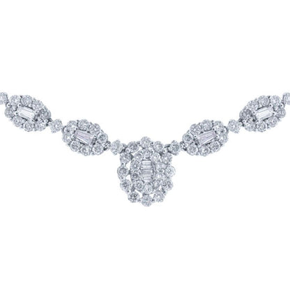 18k Classy  White Gold Diamond Necklace - 10.12ct V0084