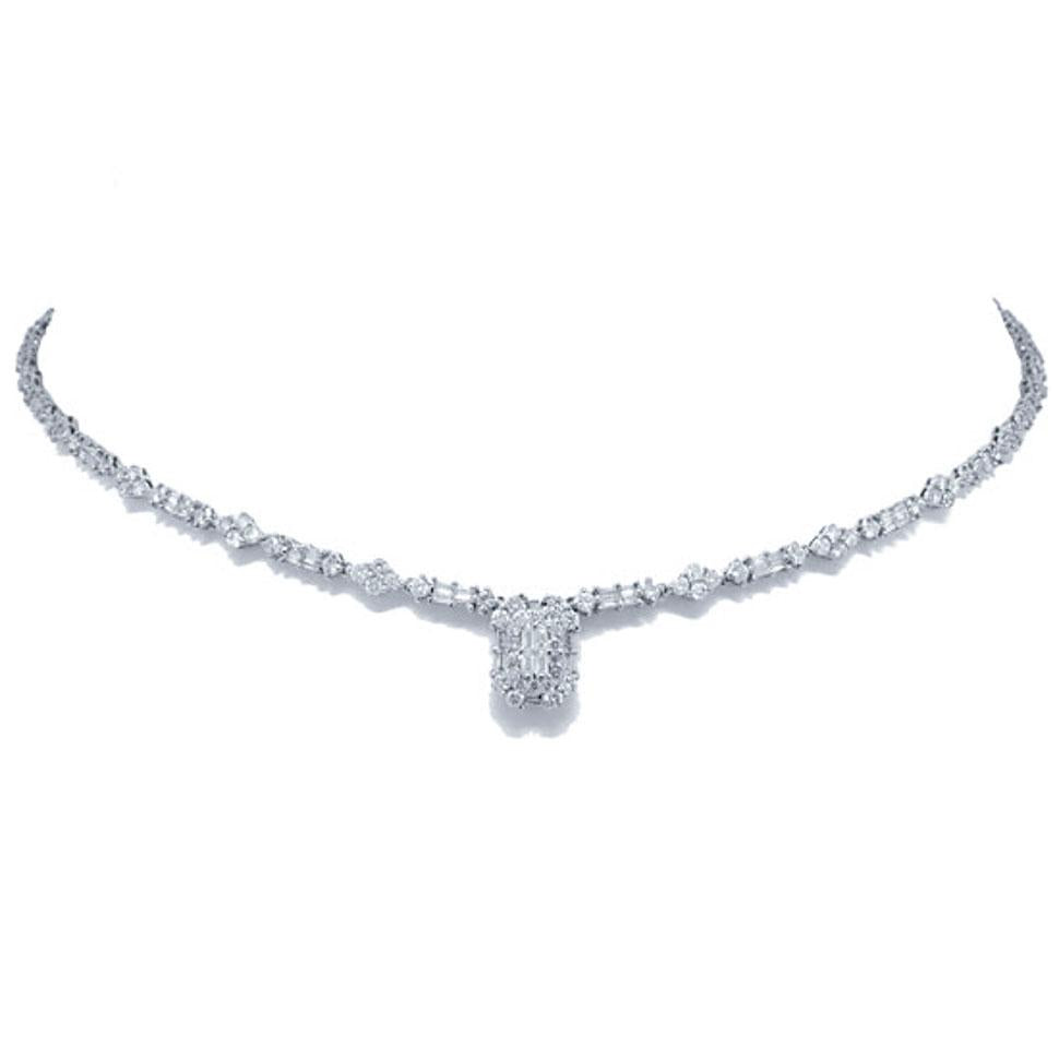 18k White Gold Diamond Necklace - 5.44ct V0103