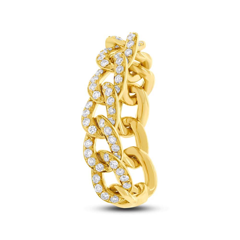 14k Yellow Gold Diamond Chain Ring Size 6.5 - 0.62ct
