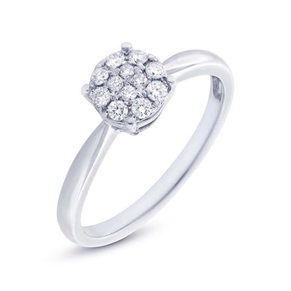 18k White Gold Diamond Cluster Lady's Ring - 0.20ct