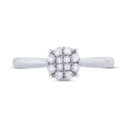 18k White Gold Diamond Cluster Lady's Ring - 0.20ct
