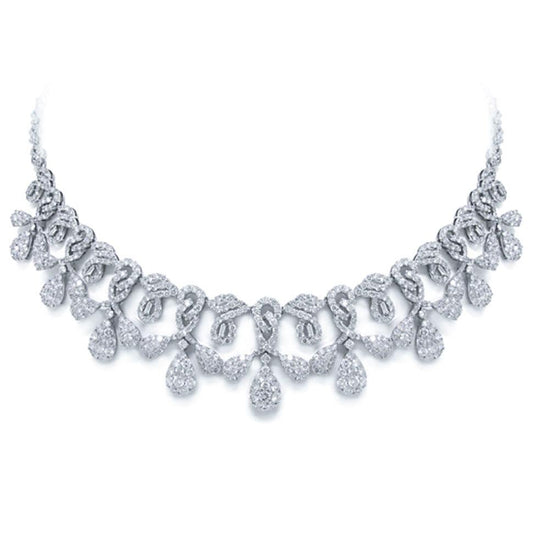 18k Classy White Gold Diamond Necklace - 18.07ct V0092