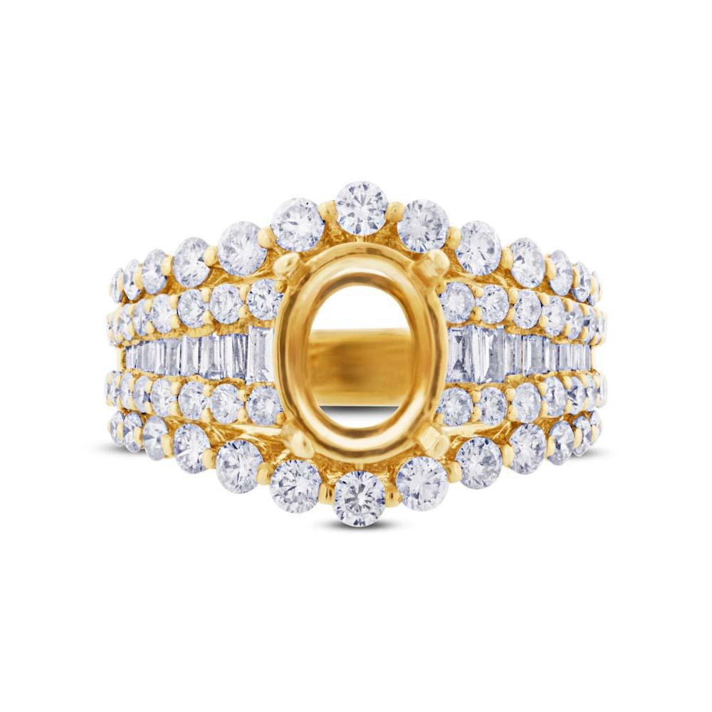 18k Yellow Gold Diamond Semi-mount Ring - 1.83ct