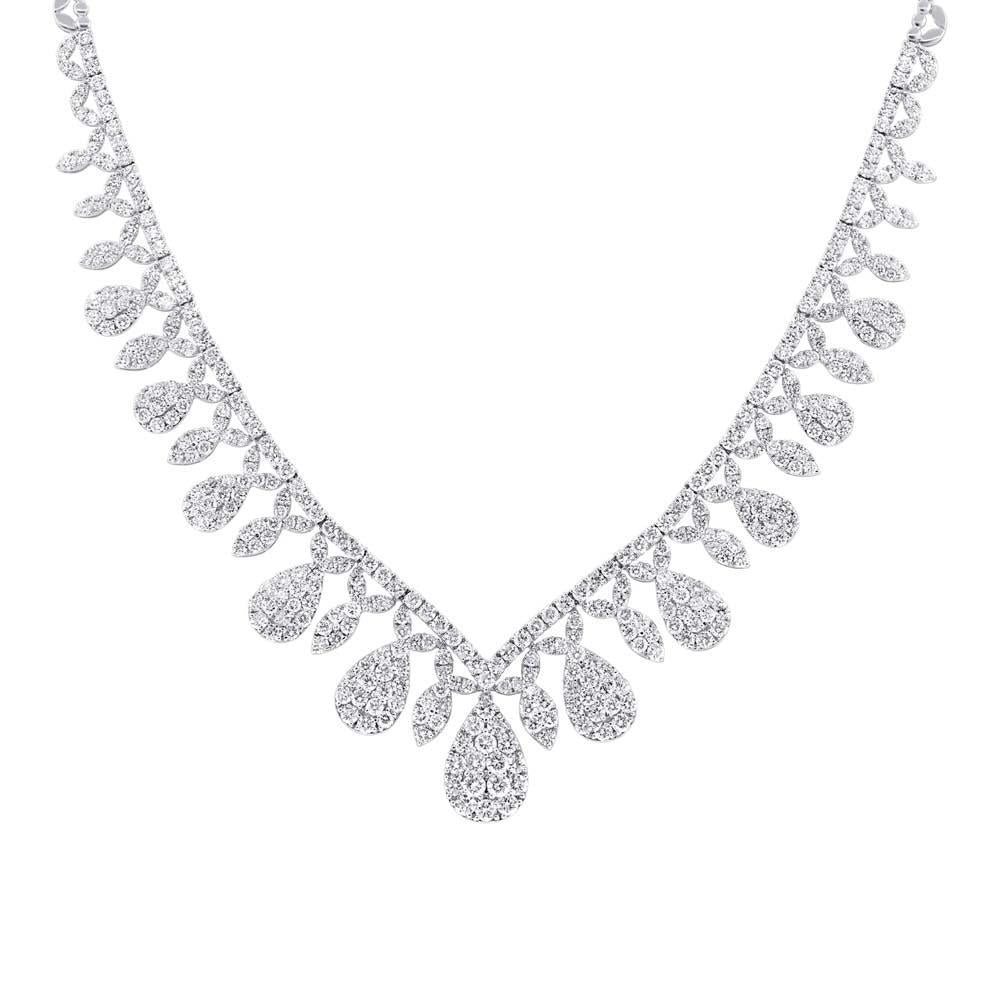 18k Classy White Gold Diamond Necklace - 20.57ct V0095