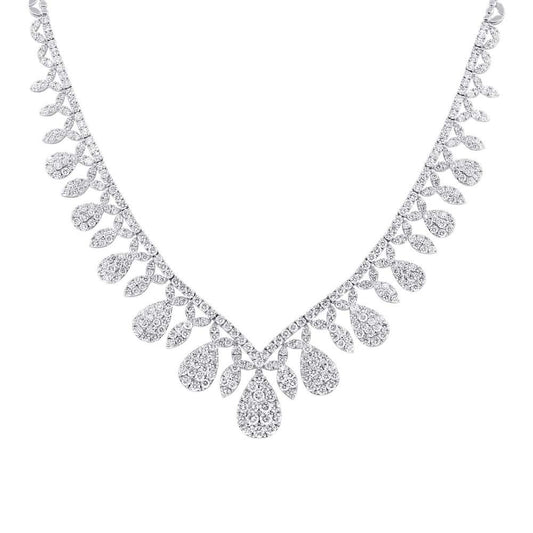 18k Classy White Gold Diamond Necklace - 20.57ct V0095