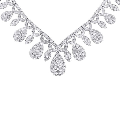 18k Classy White Gold Diamond Necklace - 20.57ct V0095