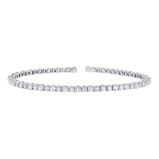 14k White Gold Diamond Bangle - 1.91ct