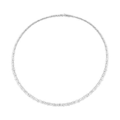 14k White Gold  Classy Diamond Baguette Choker Necklace - 9.32ct  V0034