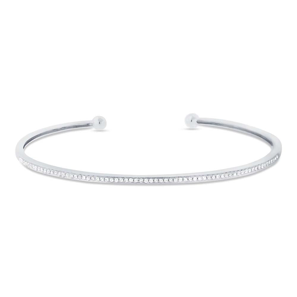 14k White Gold Diamond Bangle - 0.23ct