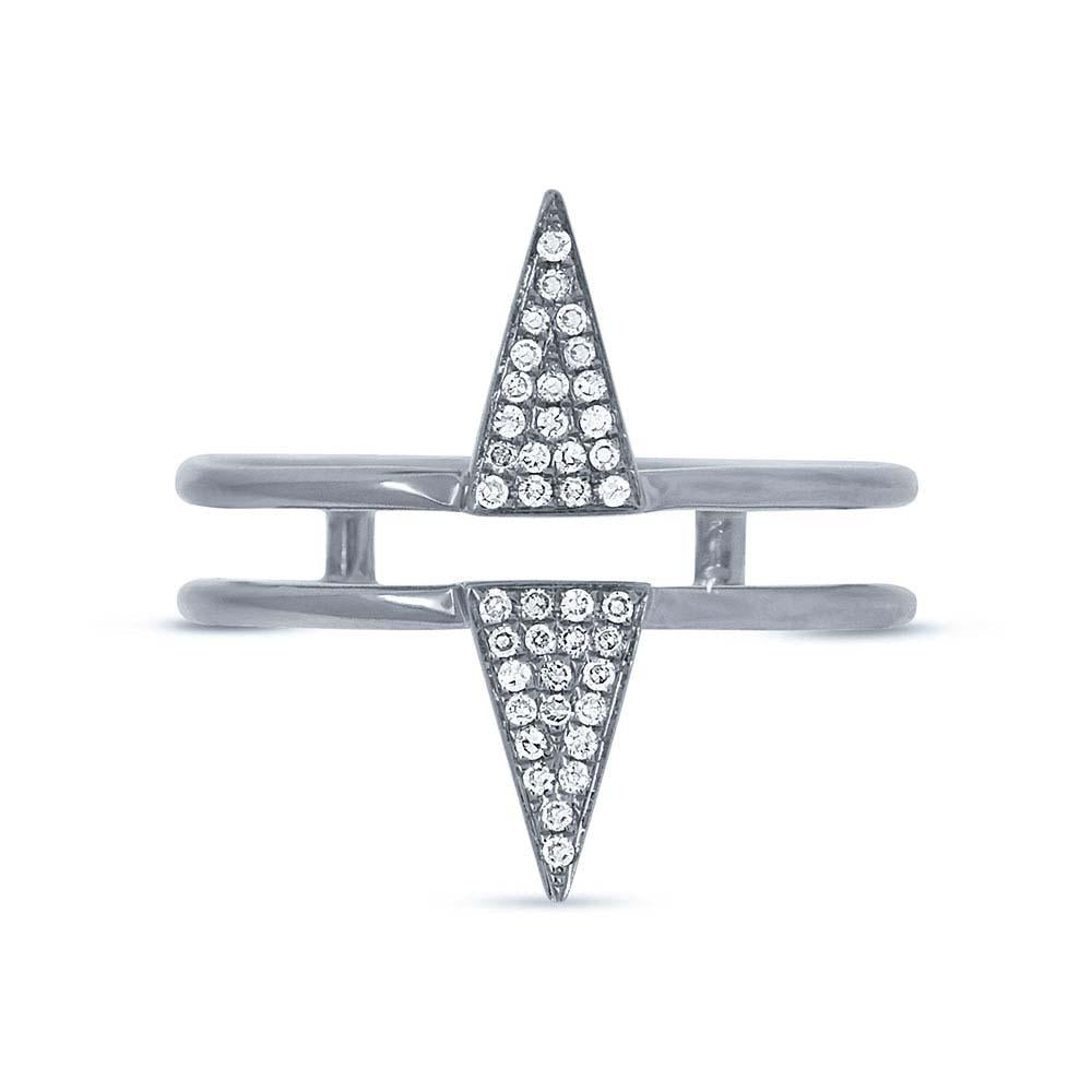 14k White Gold Diamond Pave Triangle Ring Size 4.5 - 0.11ct