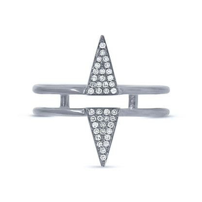 14k White Gold Diamond Pave Triangle Ring Size 4.5 - 0.11ct