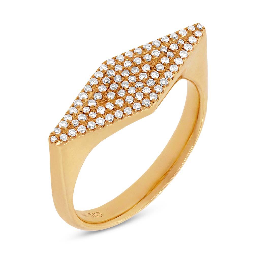 14k Yellow Gold Diamond Pave Lady's Ring - 0.25ct