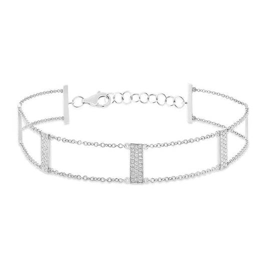 14k White Gold Diamond Ladder Bracelet