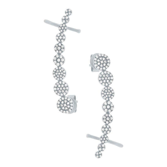 14k White Gold Diamond Ear Crawler Earring