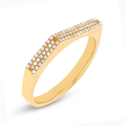 14k Yellow Gold Diamond Pave Lady's Ring - 0.15ct