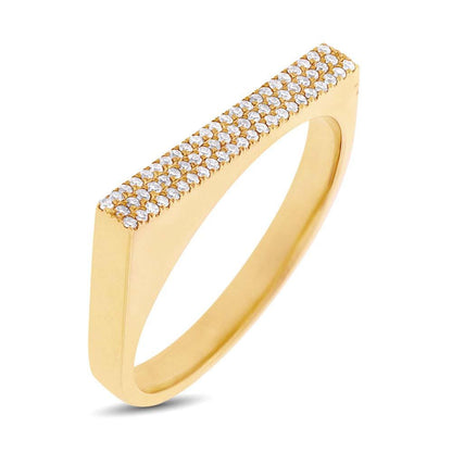 14k Yellow Gold Diamond Pave Lady's Ring Size 6 - 0.15ct