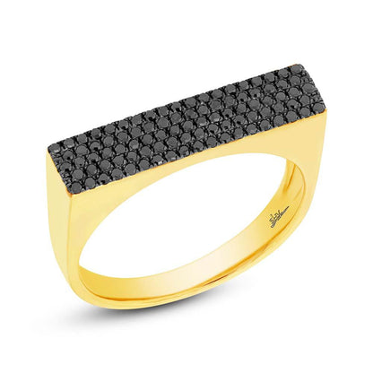 14k Yellow Gold Black Diamond Pave Lady's Ring - 0.30ct