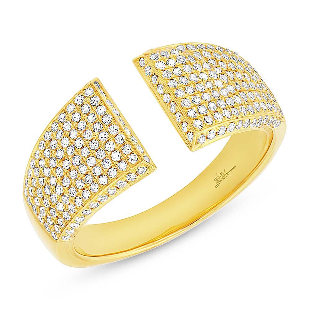 14k Yellow Gold Diamond Pave Lady's Ring - 0.60ct