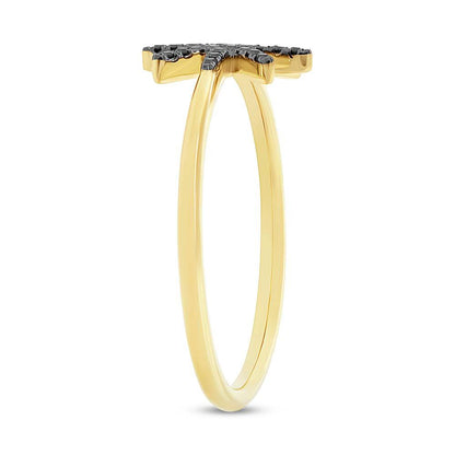 14k Yellow Gold Black Diamond Lady's Ring - 0.10ct