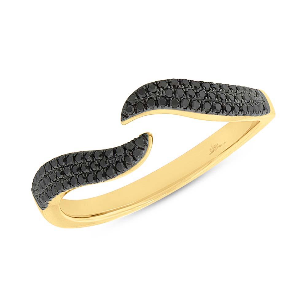 14k Yellow Gold Black Diamond Lady's Ring - 0.20ct