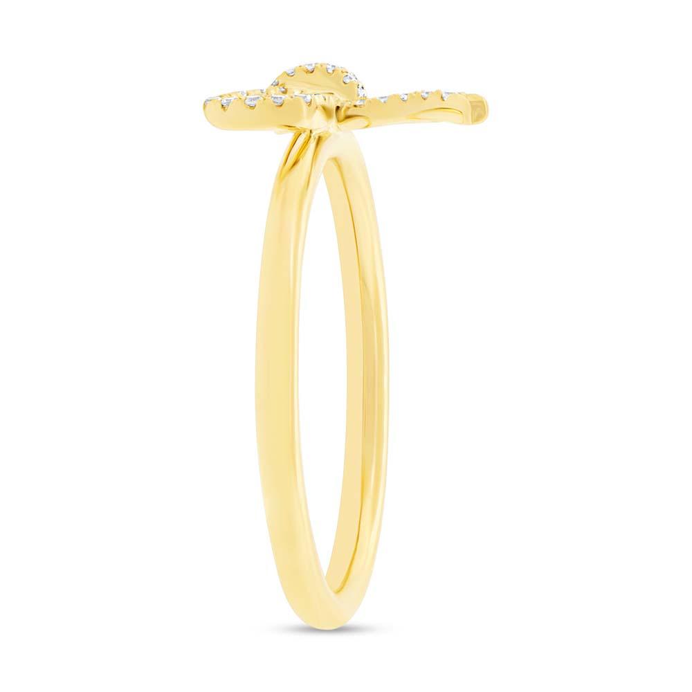 14k Yellow Gold Diamond Bow Lady's Ring - 0.11ct