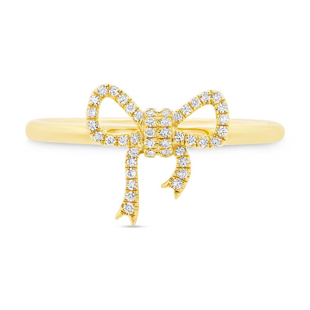 14k Yellow Gold Diamond Bow Lady's Ring - 0.11ct