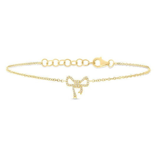 14k Yellow Gold Diamond Bow Bracelet - 0.11ct