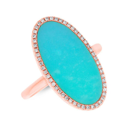 Diamond & 2.40ct Composite Turquoise 14k Rose Gold Lady's Ring