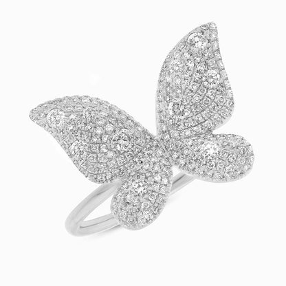14k White Gold Diamond Butterfly Lady's Ring - 0.72ct